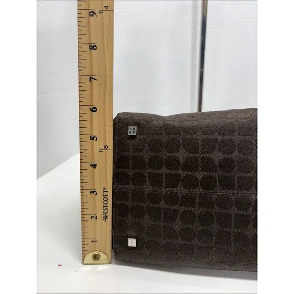 Vintage Kate Spade Brown Canvas Drawstring Bucket Bag Dot Geometric Print - Picture 12 of 13